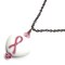 SET Pink Ribbon Awareness White Lamp Work Glass Heart Chain Necklace and Earrings product 2